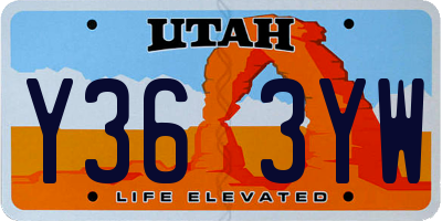 UT license plate Y363YW