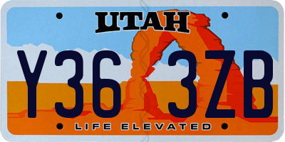 UT license plate Y363ZB