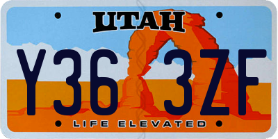 UT license plate Y363ZF