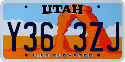 UT license plate Y363ZJ