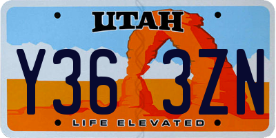 UT license plate Y363ZN