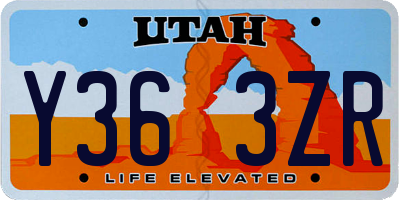 UT license plate Y363ZR