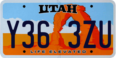 UT license plate Y363ZU