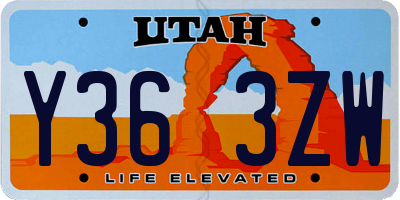 UT license plate Y363ZW