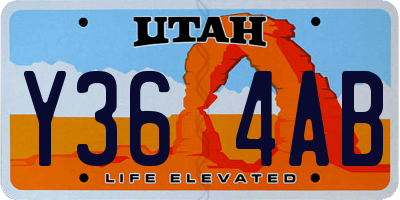 UT license plate Y364AB