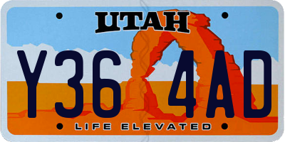 UT license plate Y364AD