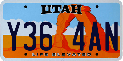 UT license plate Y364AN