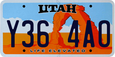 UT license plate Y364AO