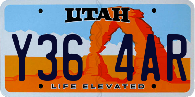 UT license plate Y364AR