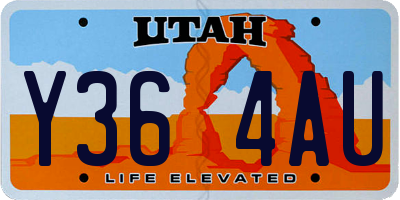 UT license plate Y364AU