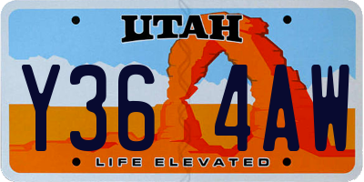 UT license plate Y364AW
