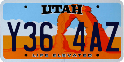 UT license plate Y364AZ