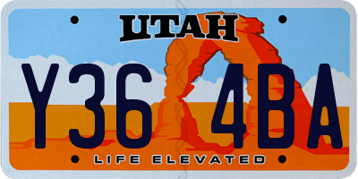 UT license plate Y364BA