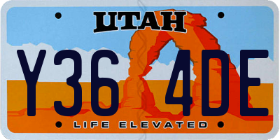 UT license plate Y364DE