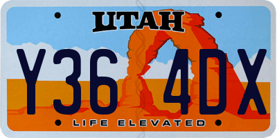 UT license plate Y364DX