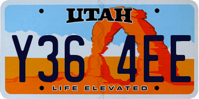 UT license plate Y364EE