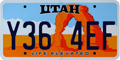 UT license plate Y364EF