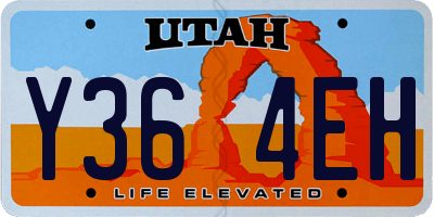 UT license plate Y364EH