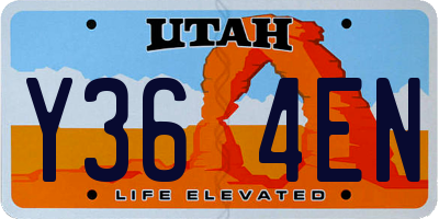 UT license plate Y364EN