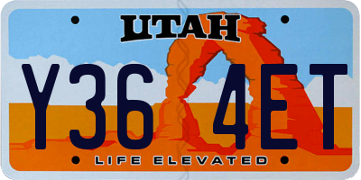 UT license plate Y364ET