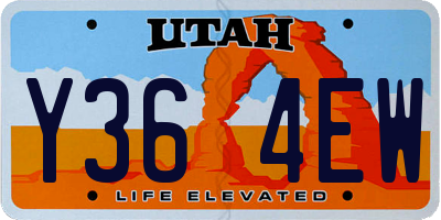 UT license plate Y364EW