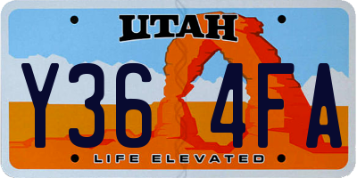 UT license plate Y364FA