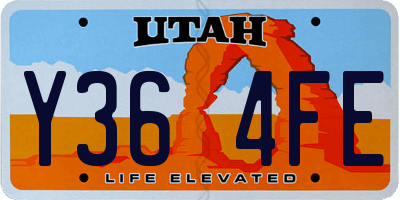 UT license plate Y364FE