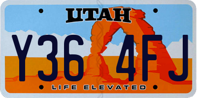 UT license plate Y364FJ