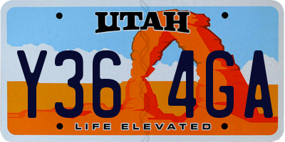 UT license plate Y364GA