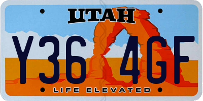 UT license plate Y364GF