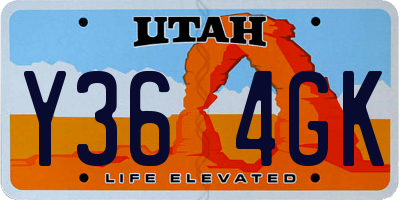 UT license plate Y364GK