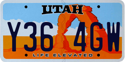 UT license plate Y364GW