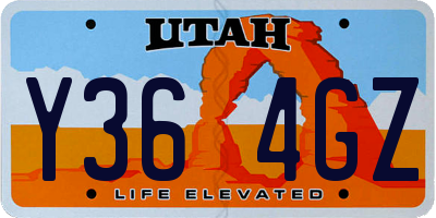 UT license plate Y364GZ
