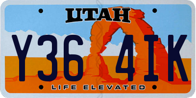 UT license plate Y364IK