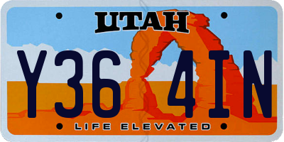 UT license plate Y364IN