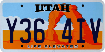 UT license plate Y364IV