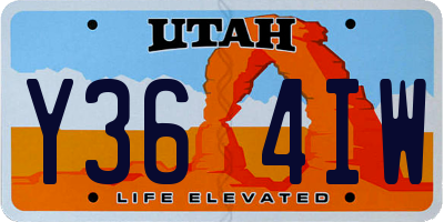 UT license plate Y364IW