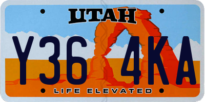 UT license plate Y364KA
