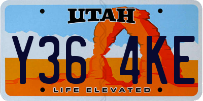 UT license plate Y364KE