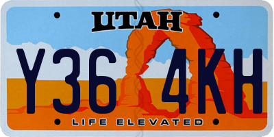 UT license plate Y364KH