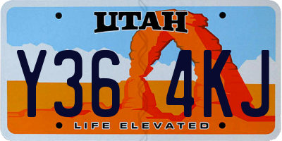 UT license plate Y364KJ