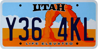 UT license plate Y364KL
