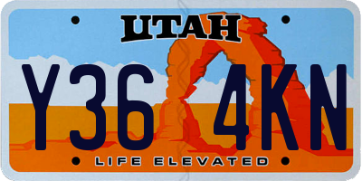 UT license plate Y364KN