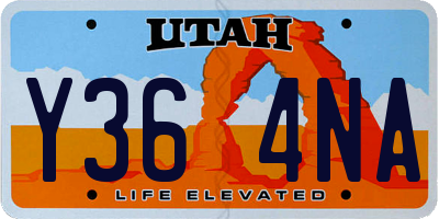 UT license plate Y364NA
