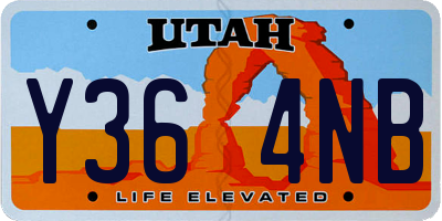 UT license plate Y364NB