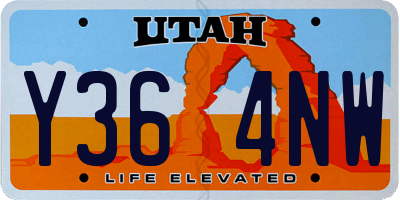 UT license plate Y364NW