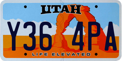 UT license plate Y364PA