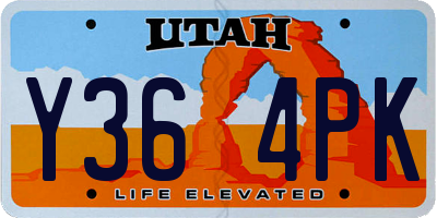 UT license plate Y364PK