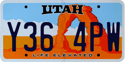 UT license plate Y364PW