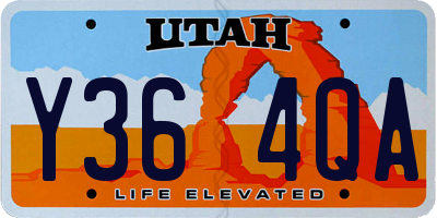 UT license plate Y364QA